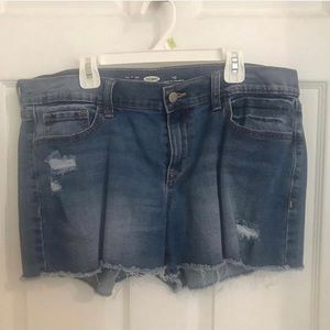 Distressed jean shorts
